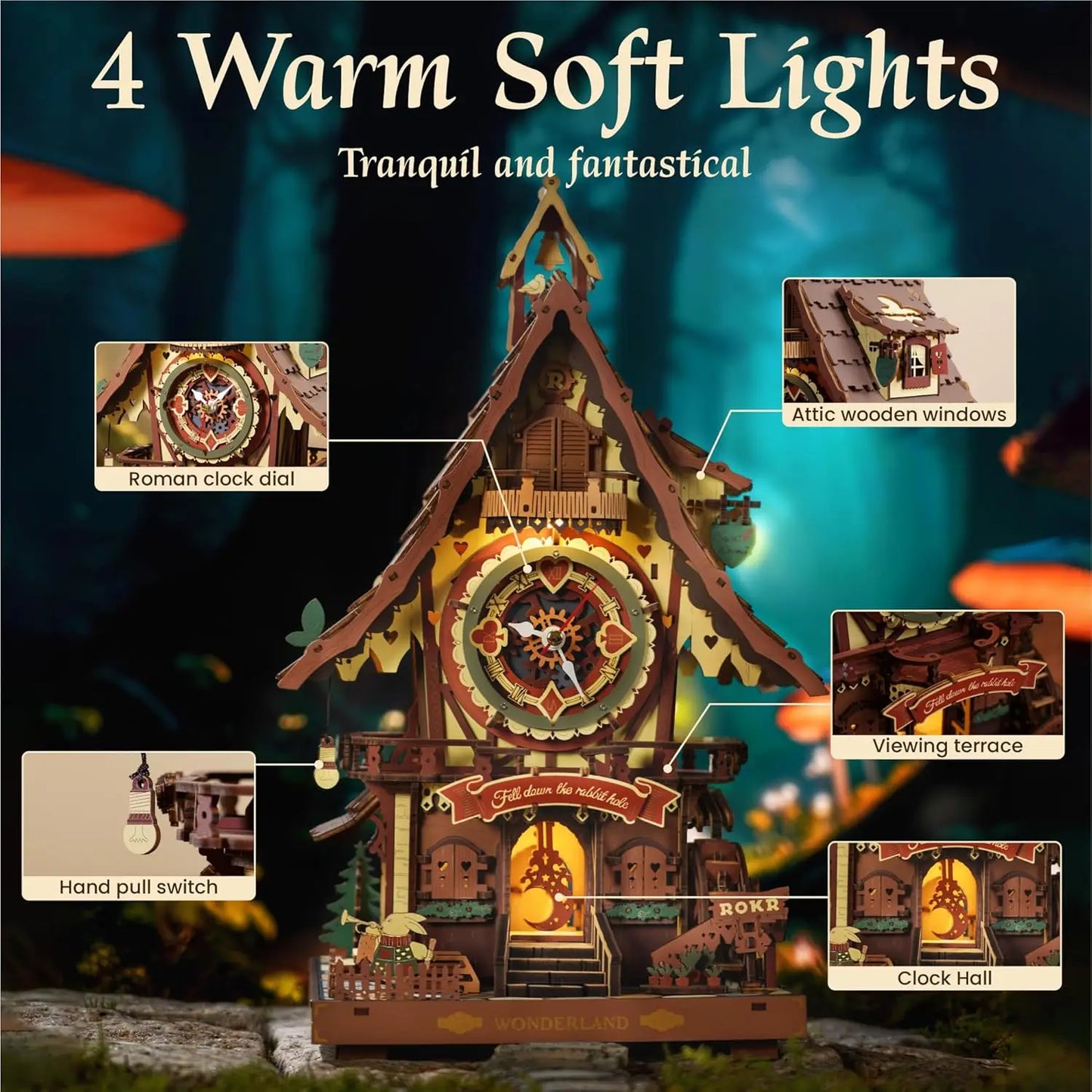 Robotime Cuckoo Clock 3D Puzzle Kit Black Forest Cuckoo Bird