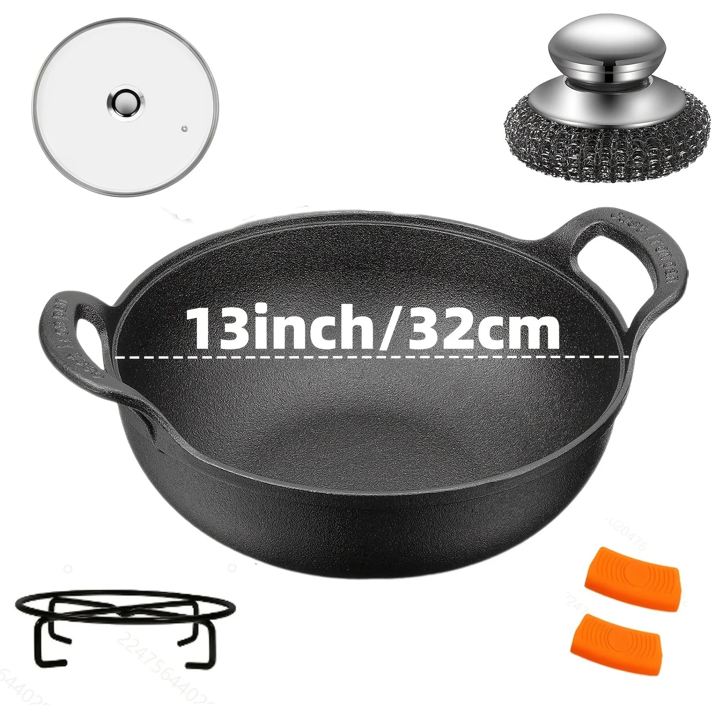 AEDG Cast Iron Skillet Set Preseasoned HeavyDuty Pans Oven Grill