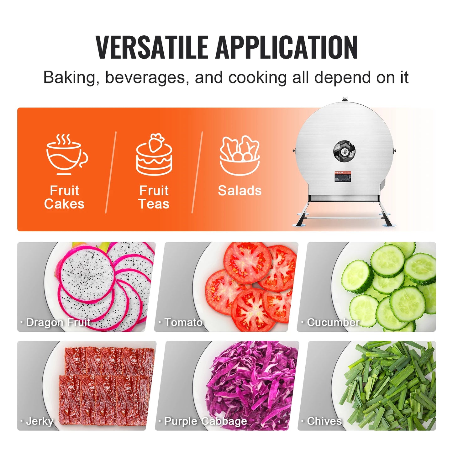 VEVOR Electric Vegetable Slicer Adjustable Commercial Cutter