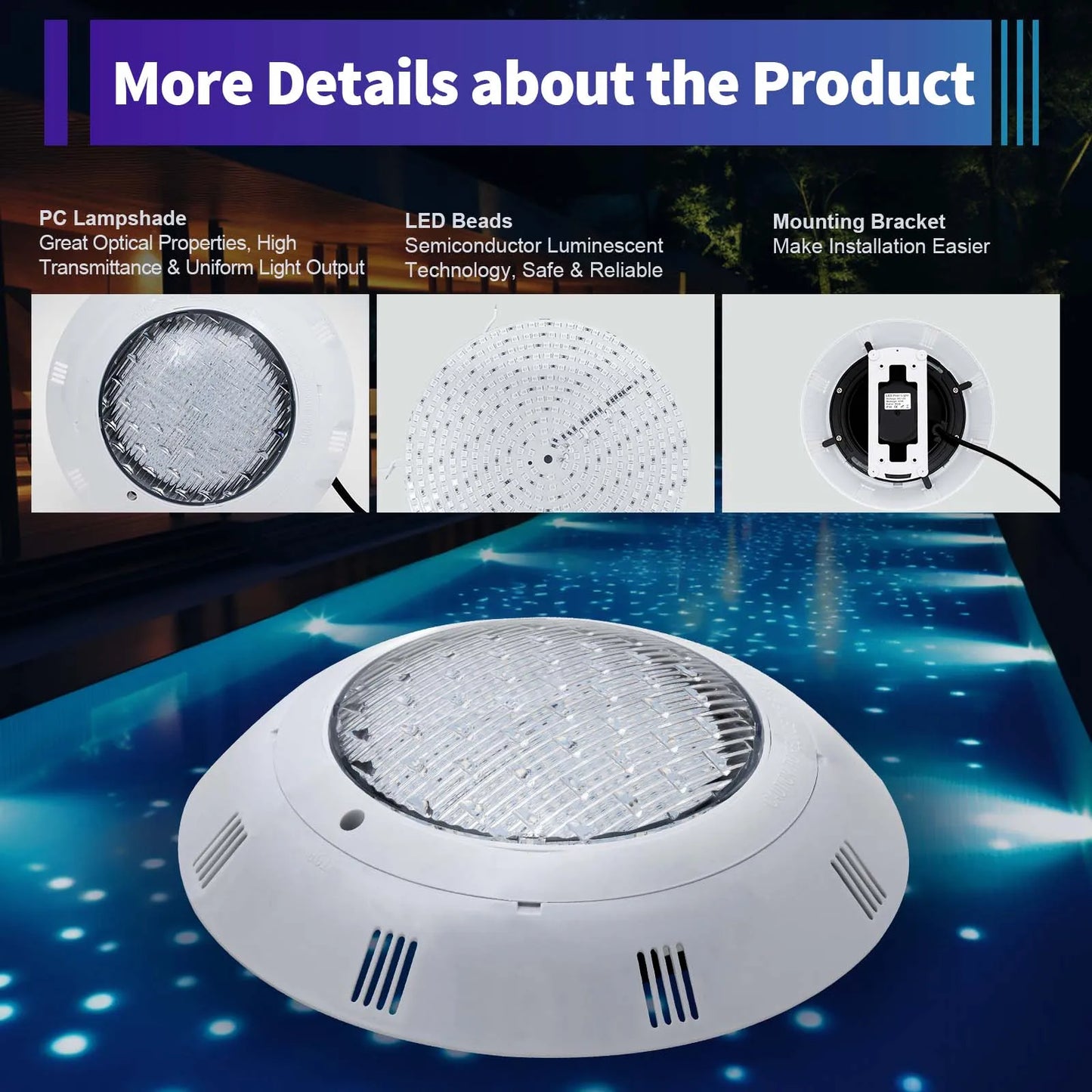 RGB LED Pool Light IP68 Remote Control 45W 460/360 LEDs