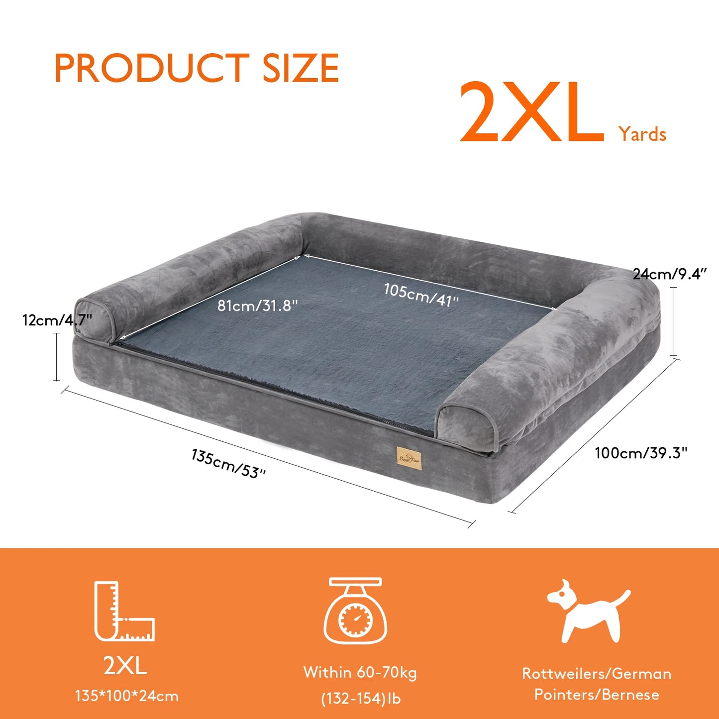 BINGOPAW Orthopedic Dog Bed with Removable Washable Cover