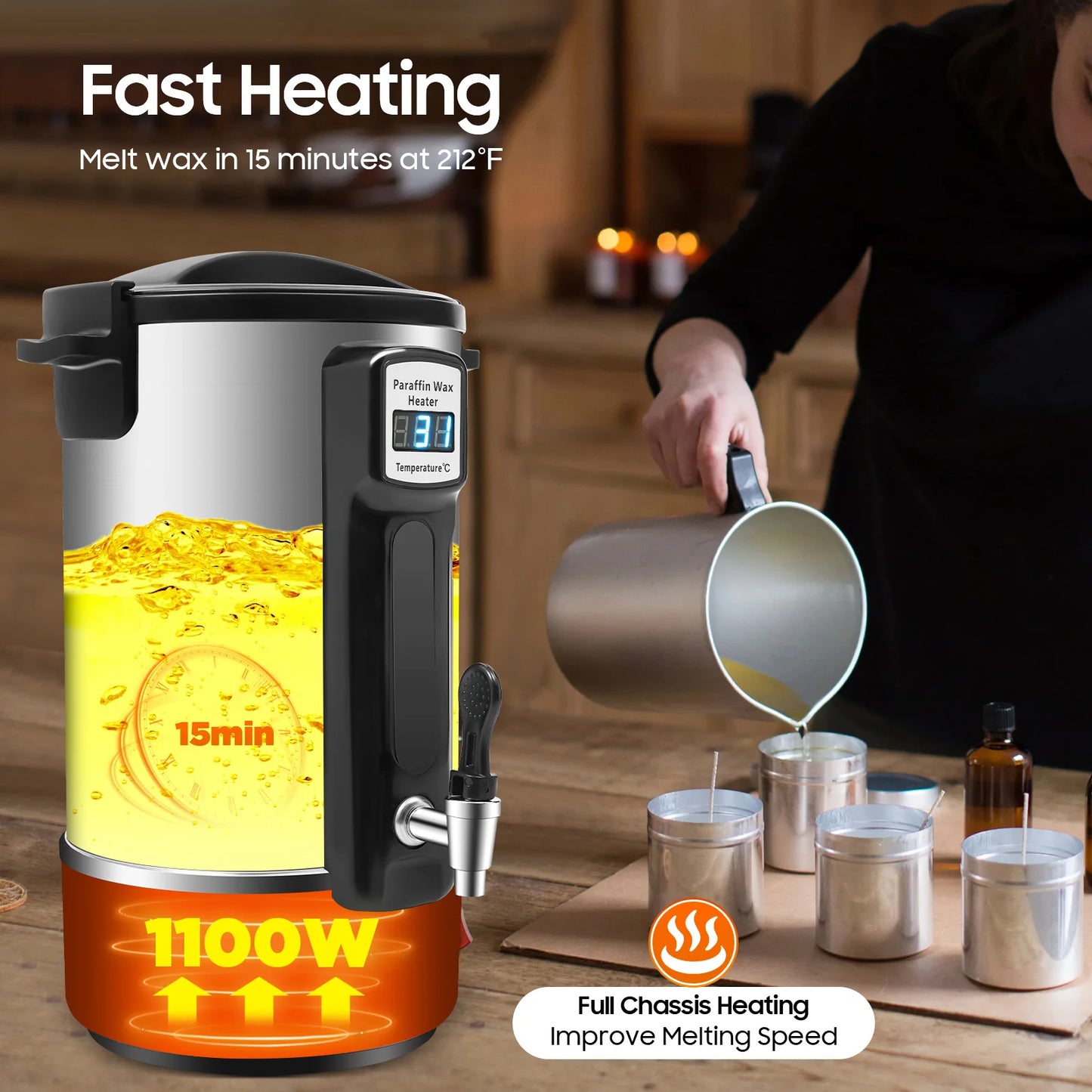 Large Wax Melter Kit For Candle Making 1100W Spout