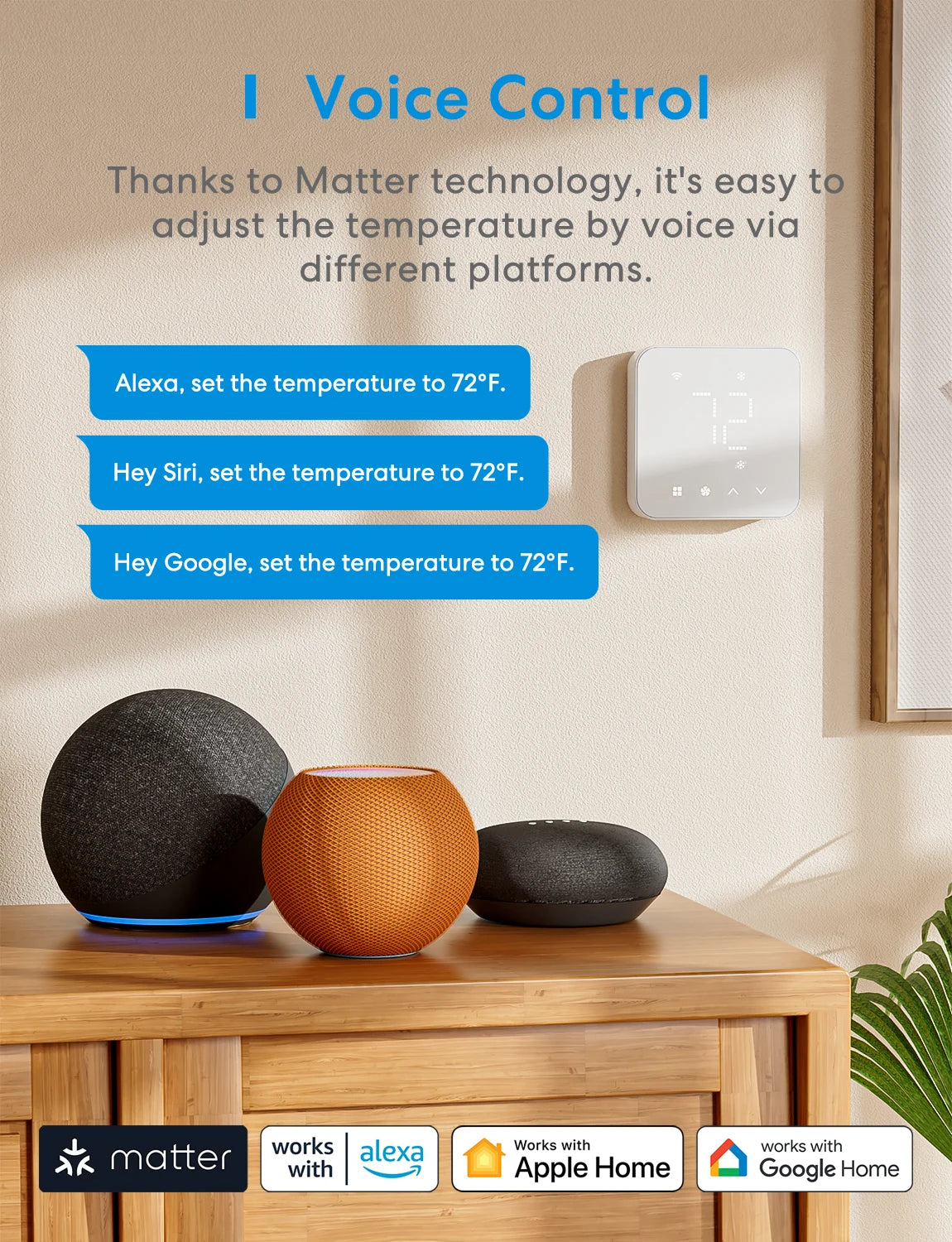 Meross Matter Smart Thermostat US WiFi Works With Alexa HomeKit
