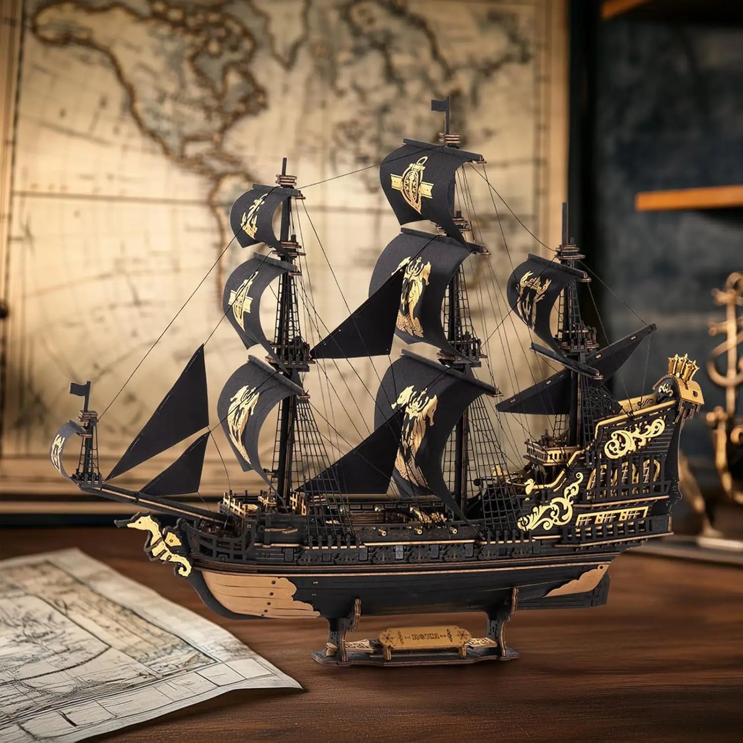 Robotime Rokr Seahouse Wooden 3D Puzzle Ship Model Kit