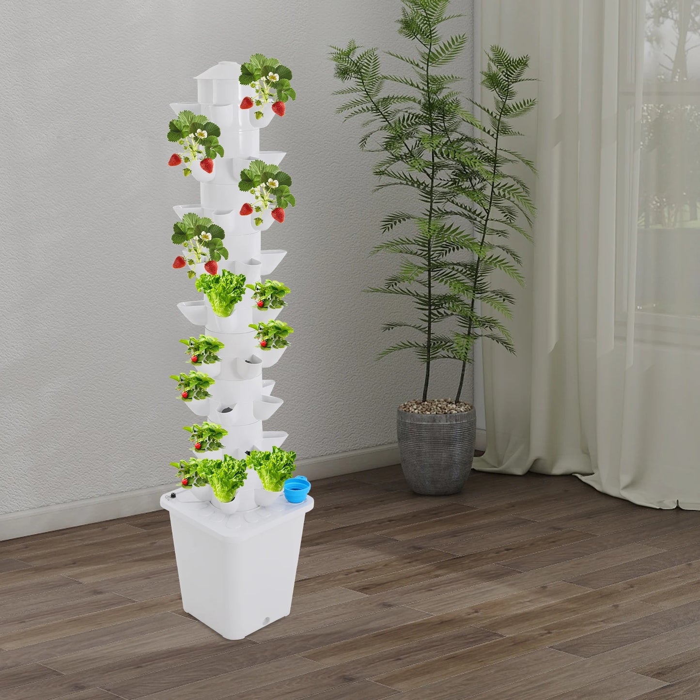 45-Pod Hydroponic Tower Growing Kit For Strawberries Vegetables Fruits