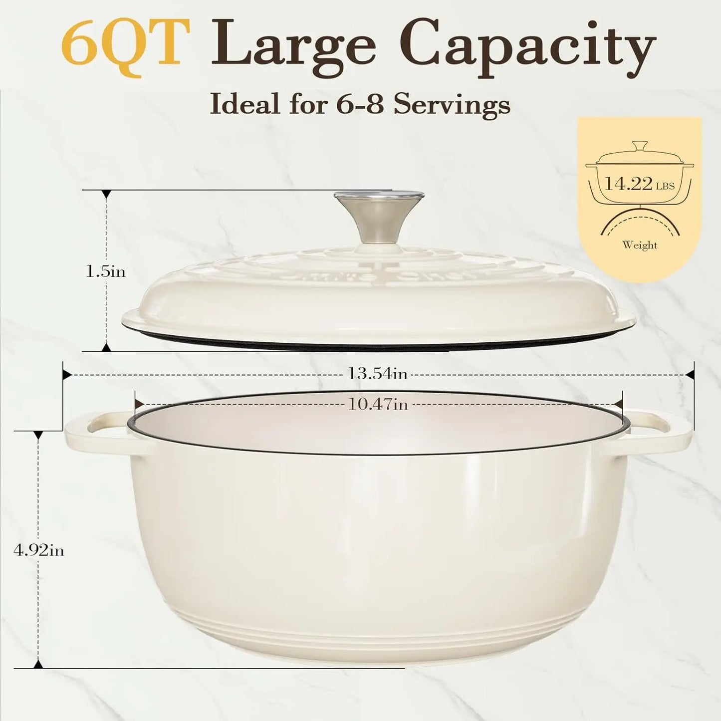 Enameled Cast Iron Dutch Oven For Braising And Oven Safe