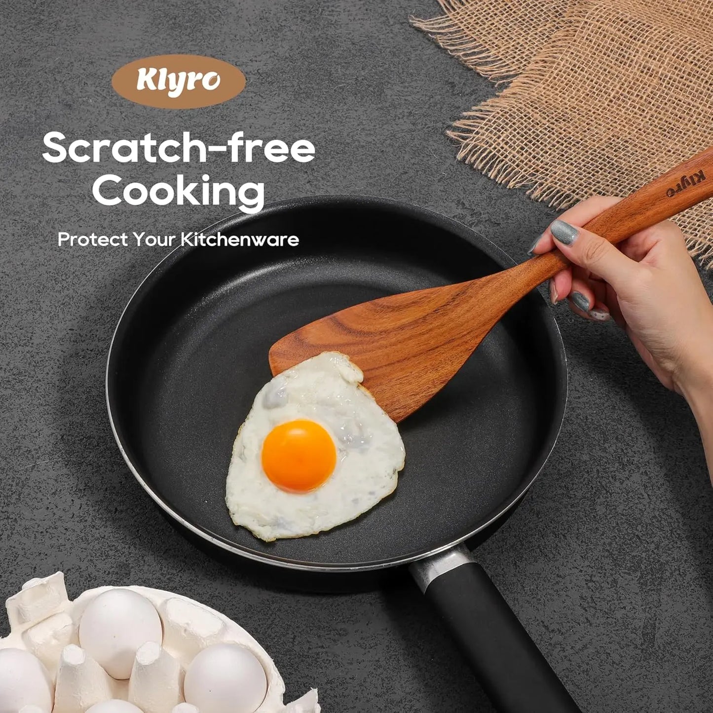 Teak Wooden Kitchen Utensils Set With Spatula And Measuring Spoons