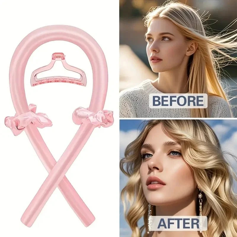 Six-Piece No-Heat Hair Curling Kit With Satin Sleep Cap
