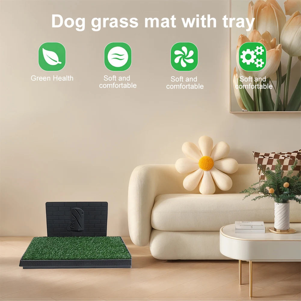 Dog Grass Pad With Large Tray Reusable Indoor Training Pads