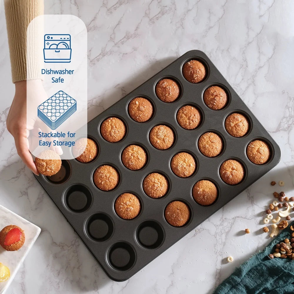 24 Cup Mini Muffin Pan Nonstick Carbon Steel Bakeware