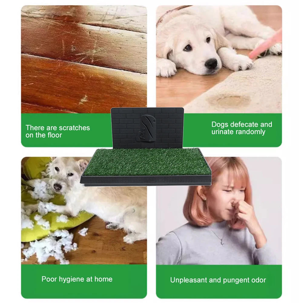 Dog Grass Pad With Large Tray Reusable Indoor Training Pads