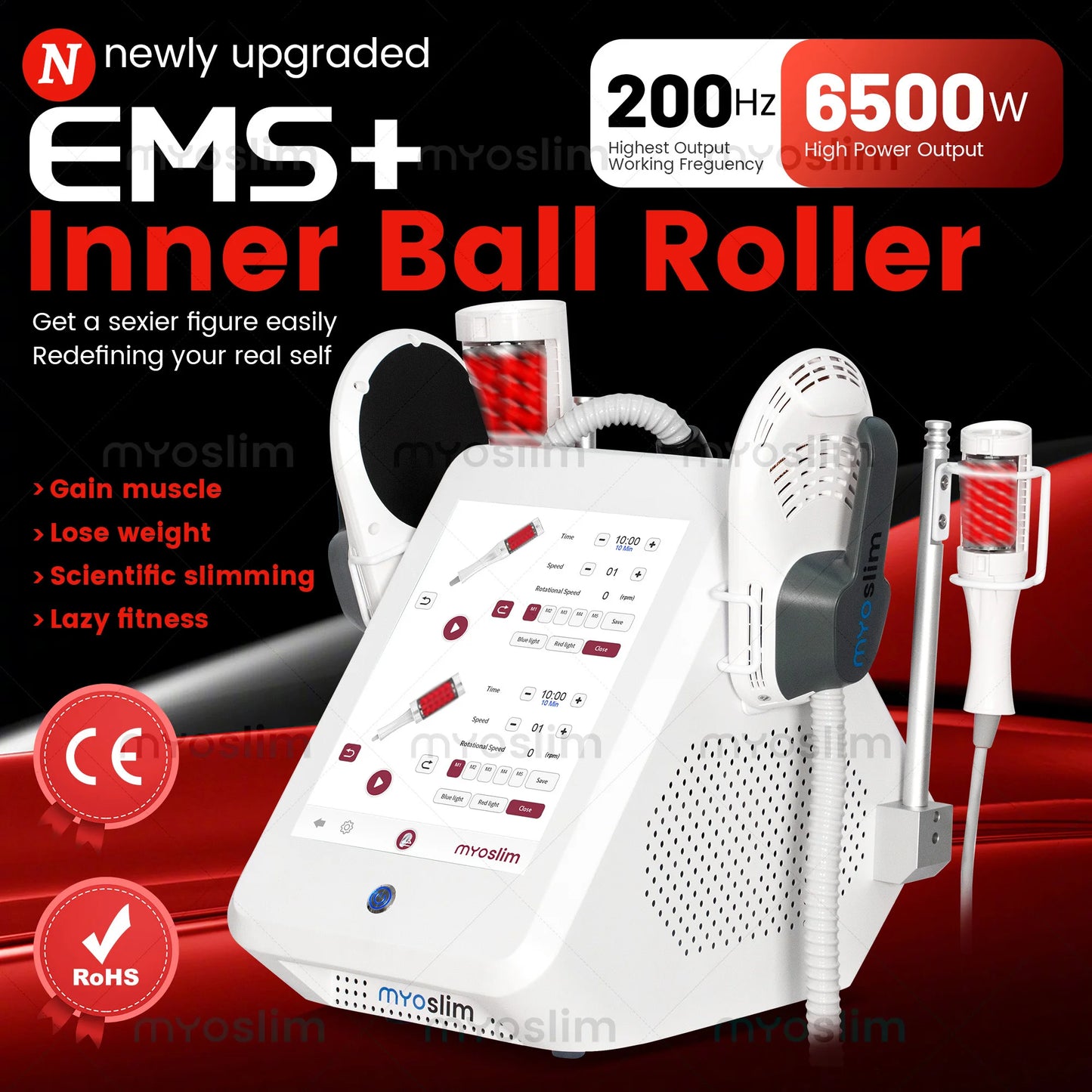 MYOSLIM Rotating Roller Massager With EMS Muscle Stimulation