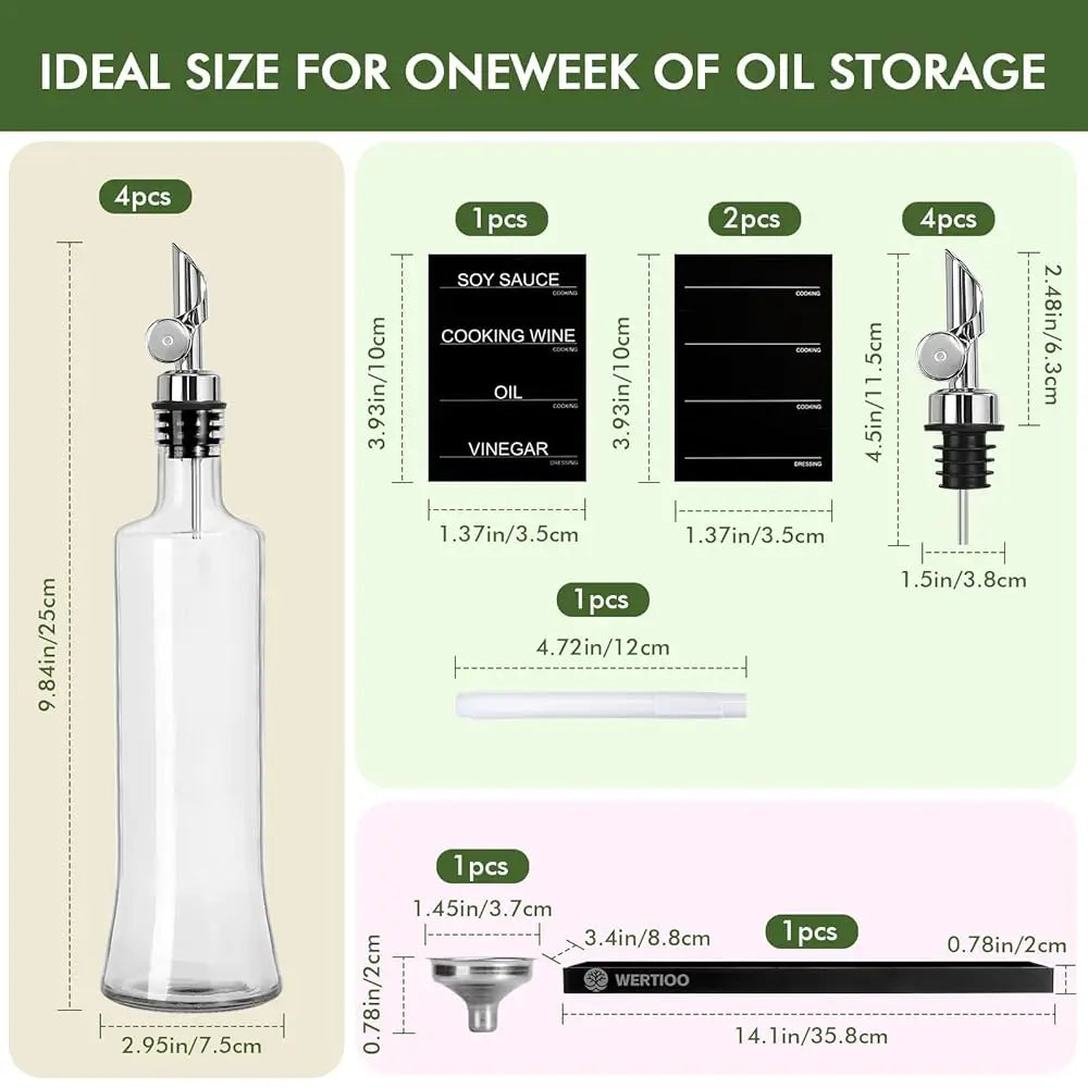 BONJEAN Olive Oil Dispenser Bottle Set With Self-Opening Spouts