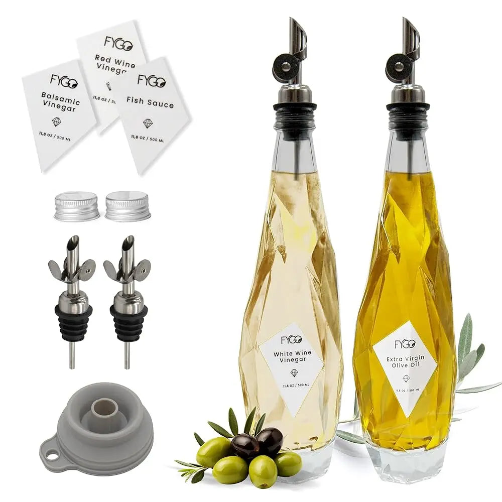 Bonjean Diamond Lux Olive Oil Bottle Dispenser Set Glass Pourer