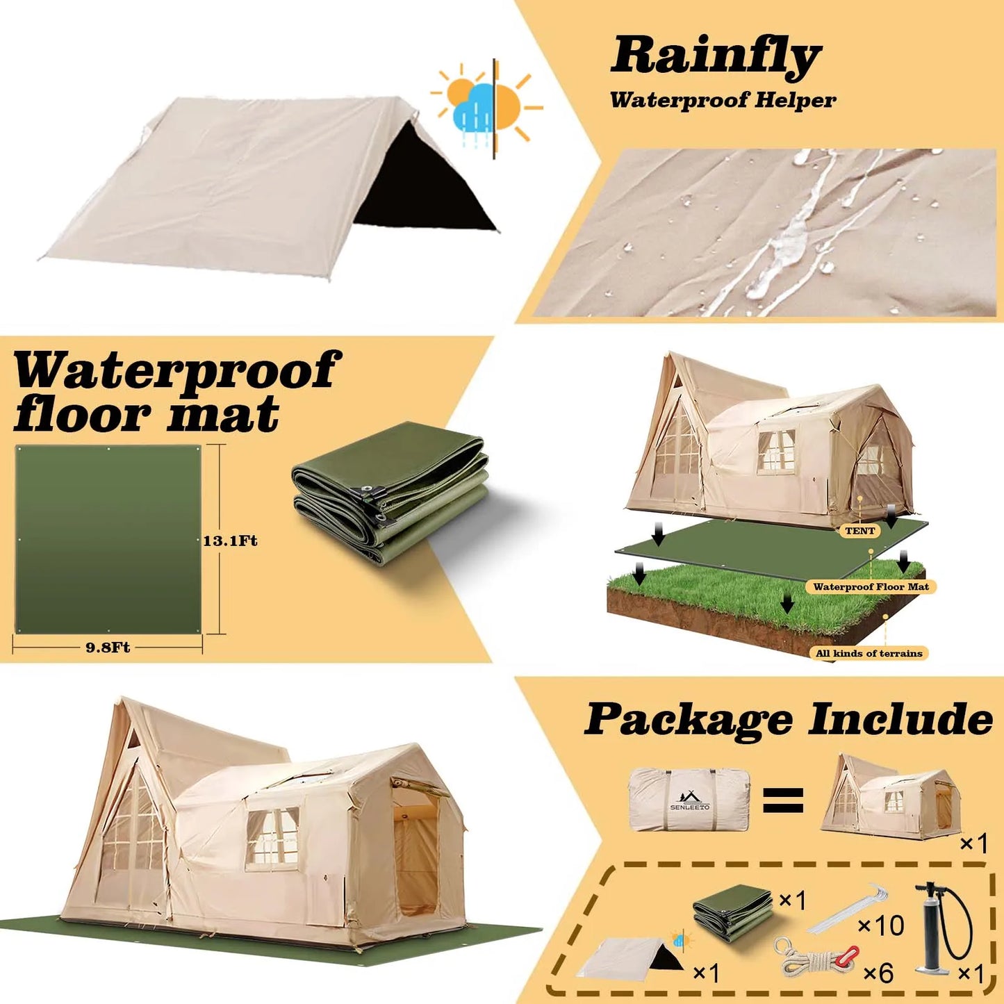 Senleeto Large Inflatable Tent For 8 To 10 People 135Sqft
