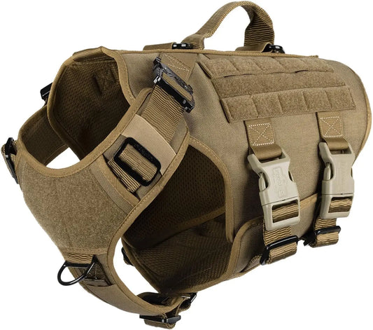 Tactical Dog Harness With 6X Buckle MOLLE Vest Handle