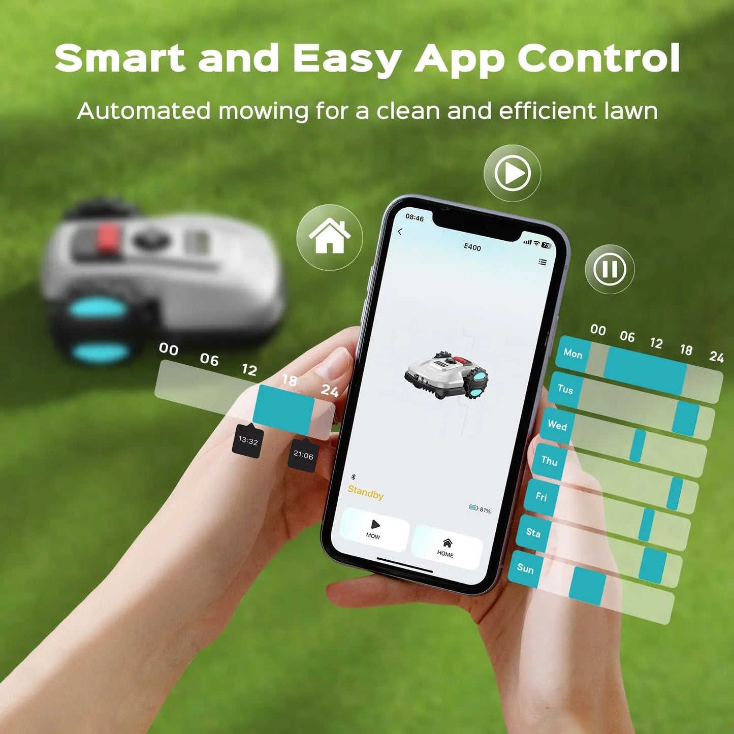 Robot Lawn Mower With App Control Adjustable Cutting Height