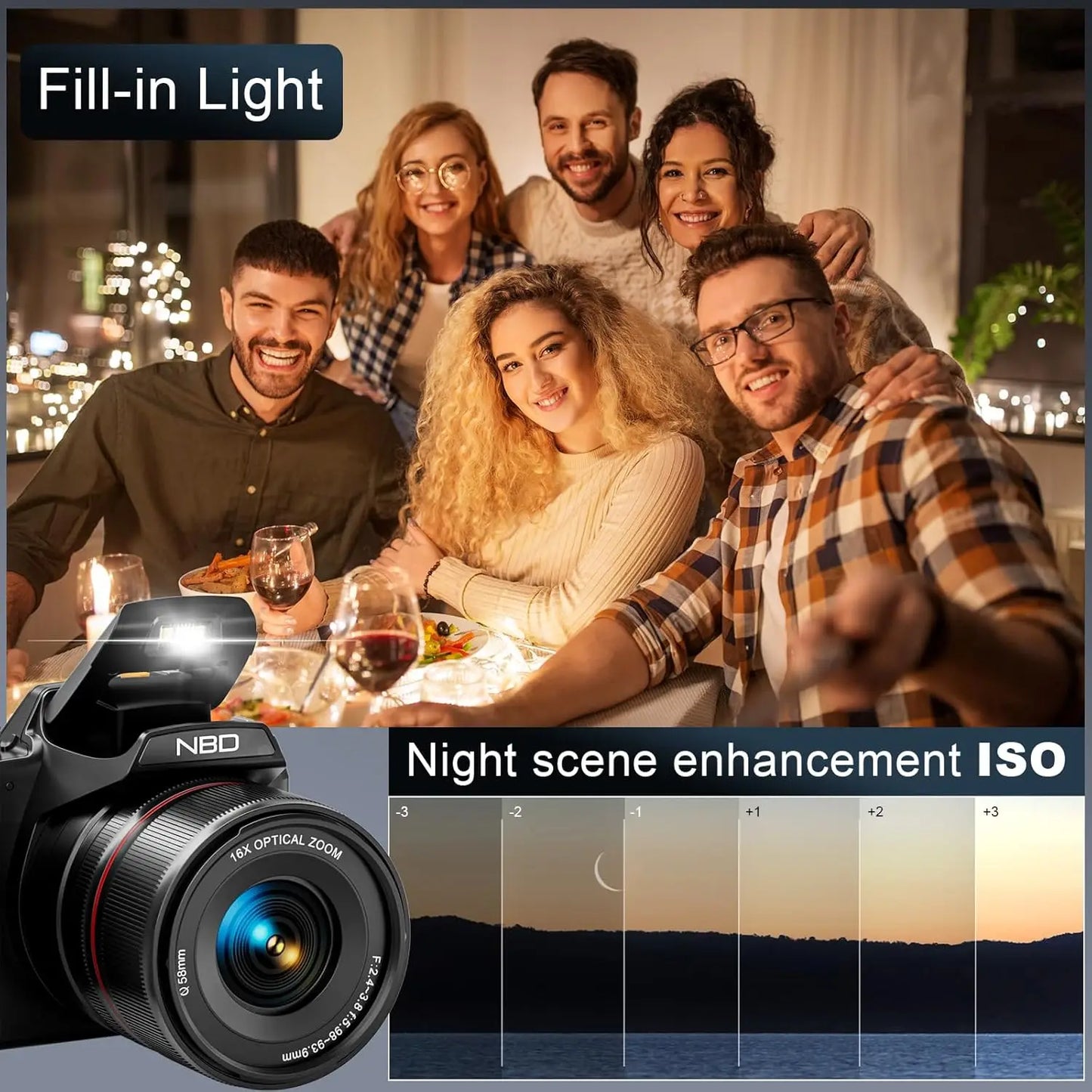 NBD 64MP Digital Camera With 16x Optical Zoom WiFi App