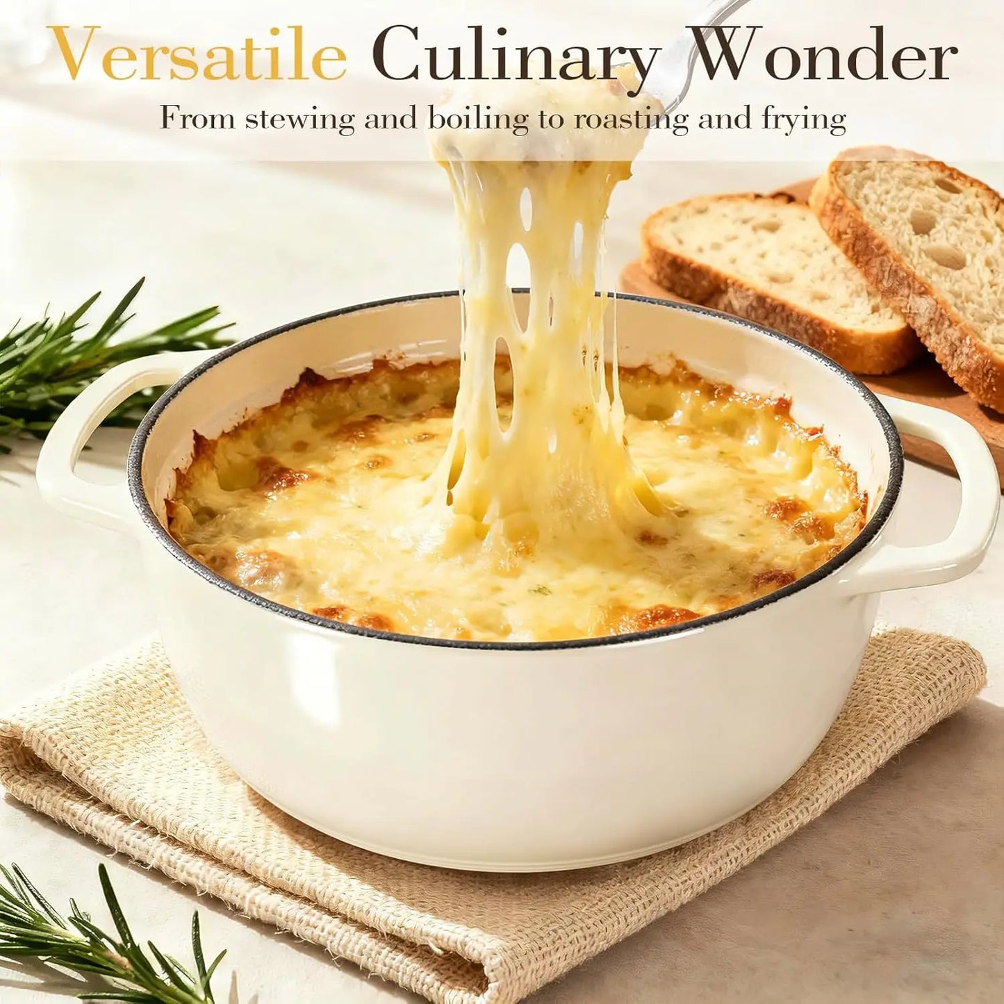 Enameled Cast Iron Dutch Oven For Braising And Oven Safe