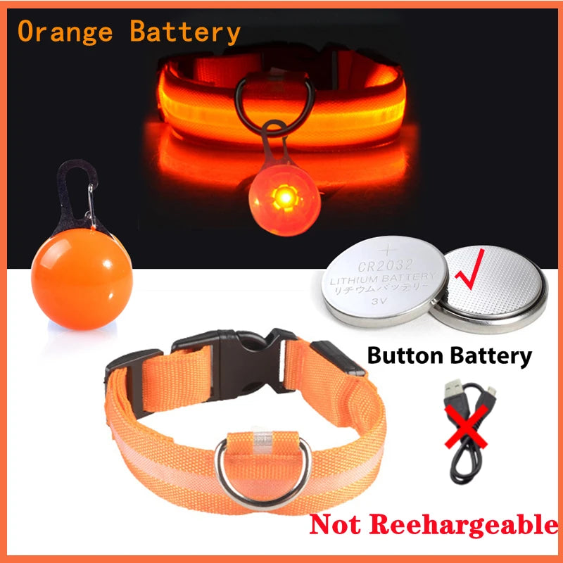 USB Charging Glowing Dog Collar With Pendant LED Light