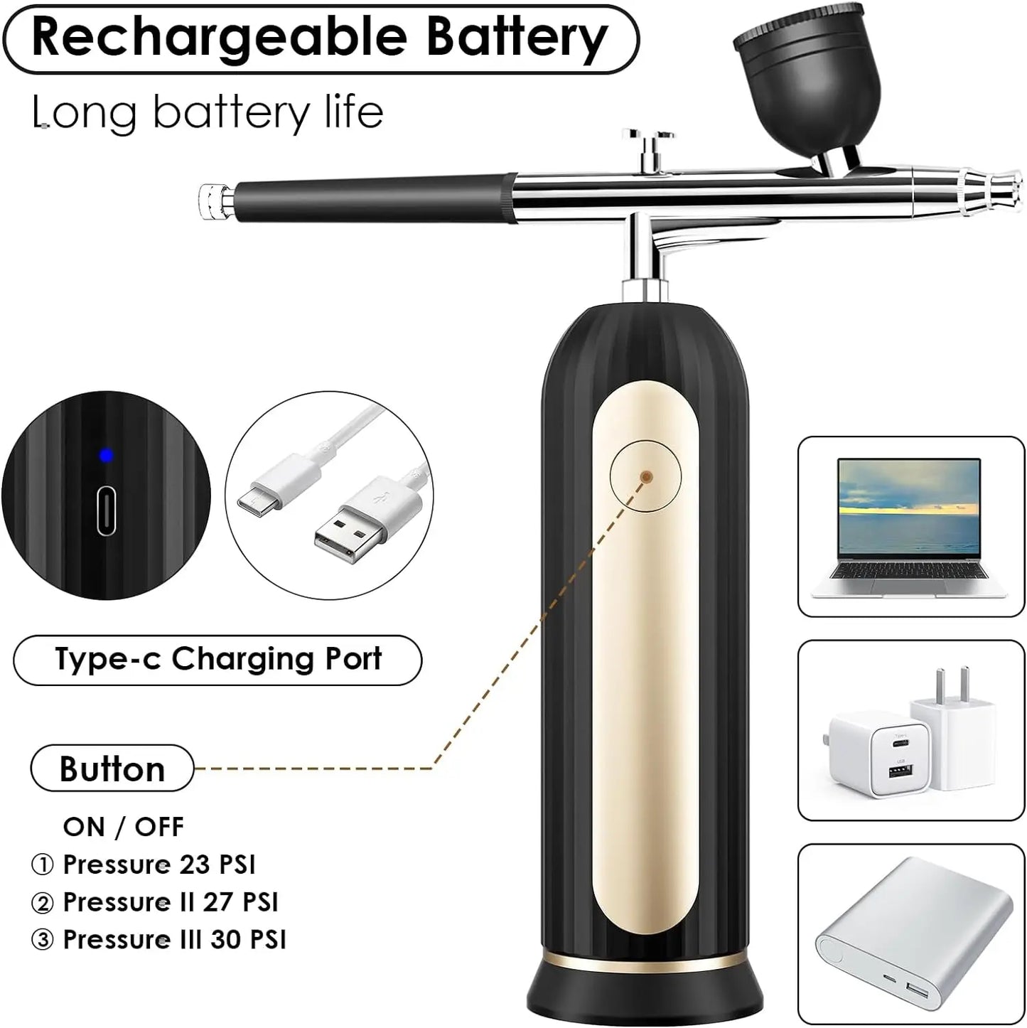 Cordless Airbrush Kit With Compressor For Nails And Makeup