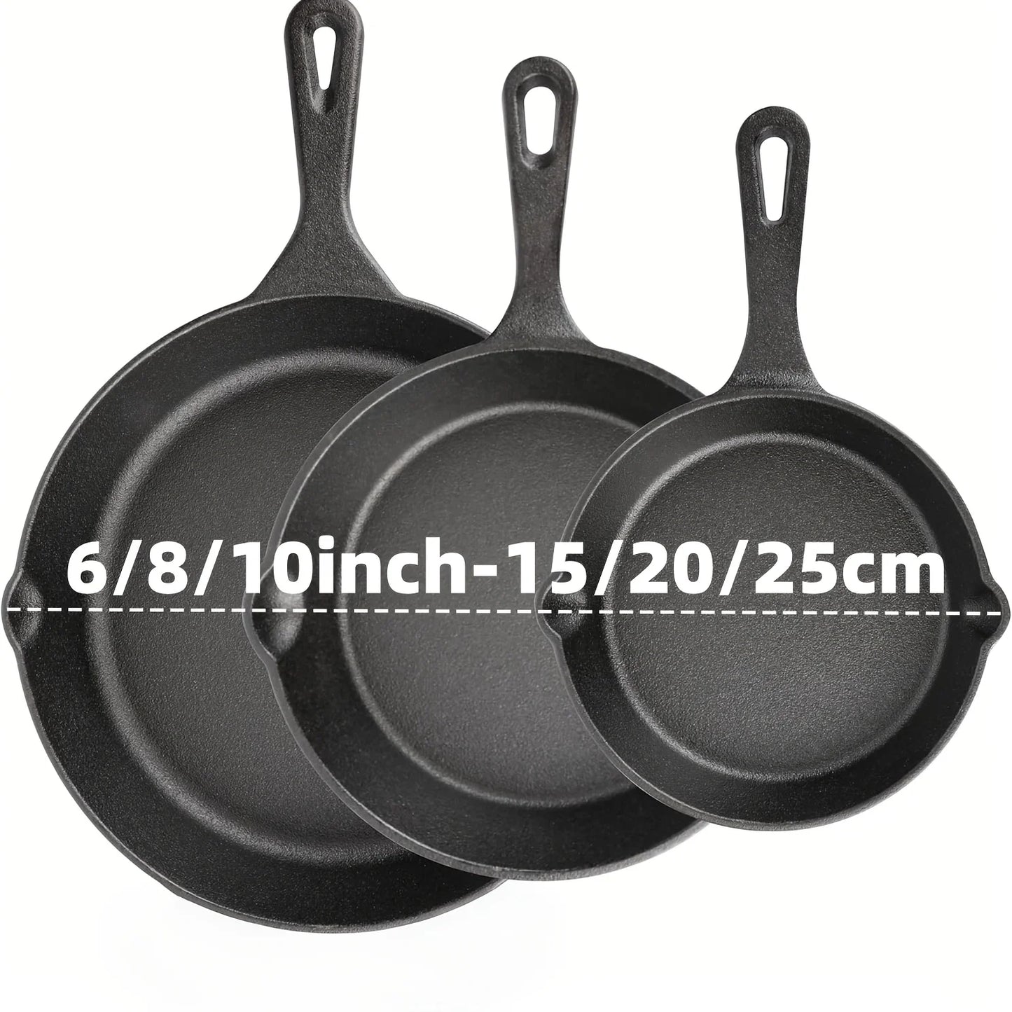 AEDG Cast Iron Skillet Set Preseasoned HeavyDuty Pans Oven Grill