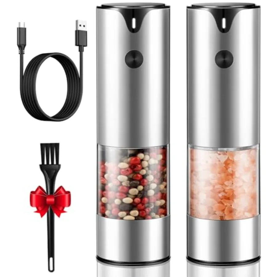 Rechargeable Electric Salt And Pepper Grinder Set Auto Grind