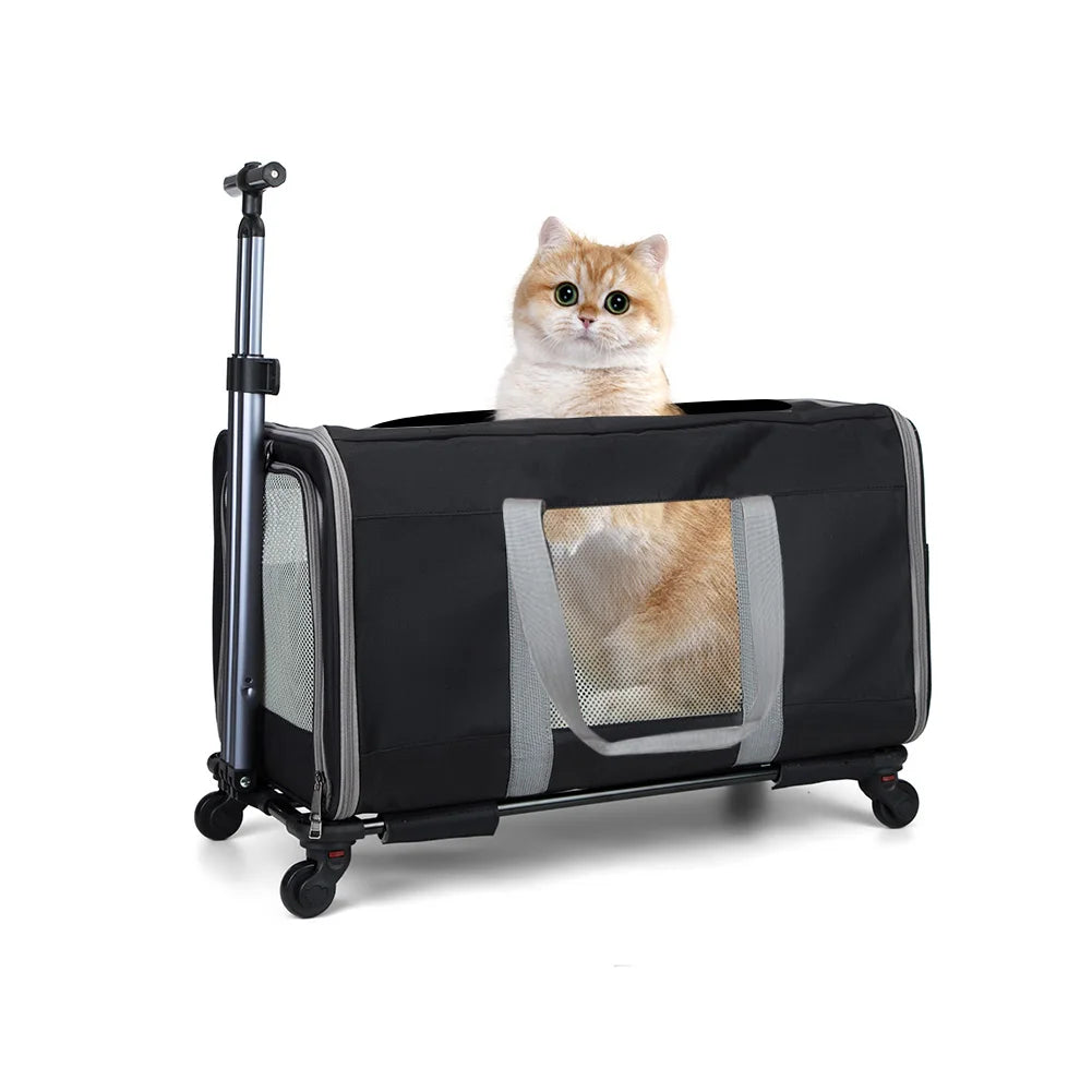 Cat Trolley Carrier With Wheels For Two Cats For Travel