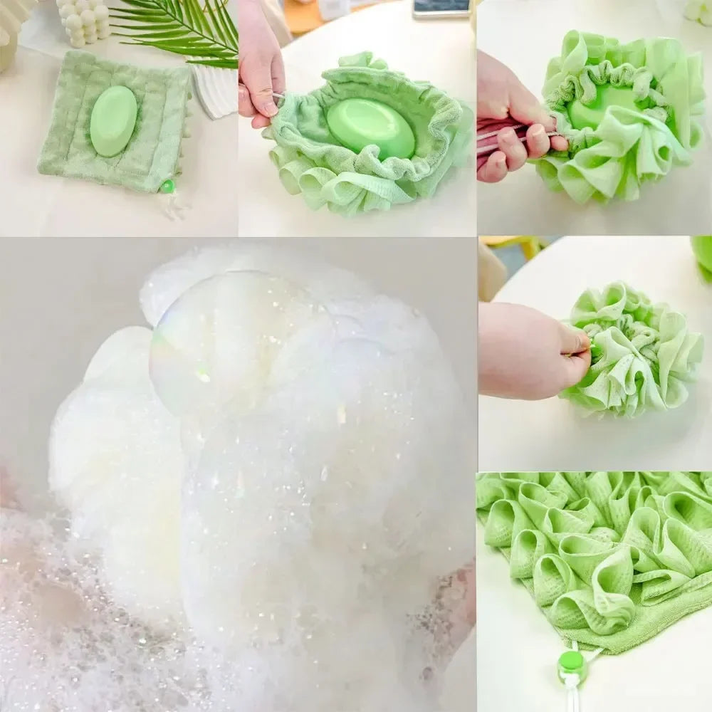 2-In-1 Bath Towel Sponge Double Sided Exfoliating Loofah