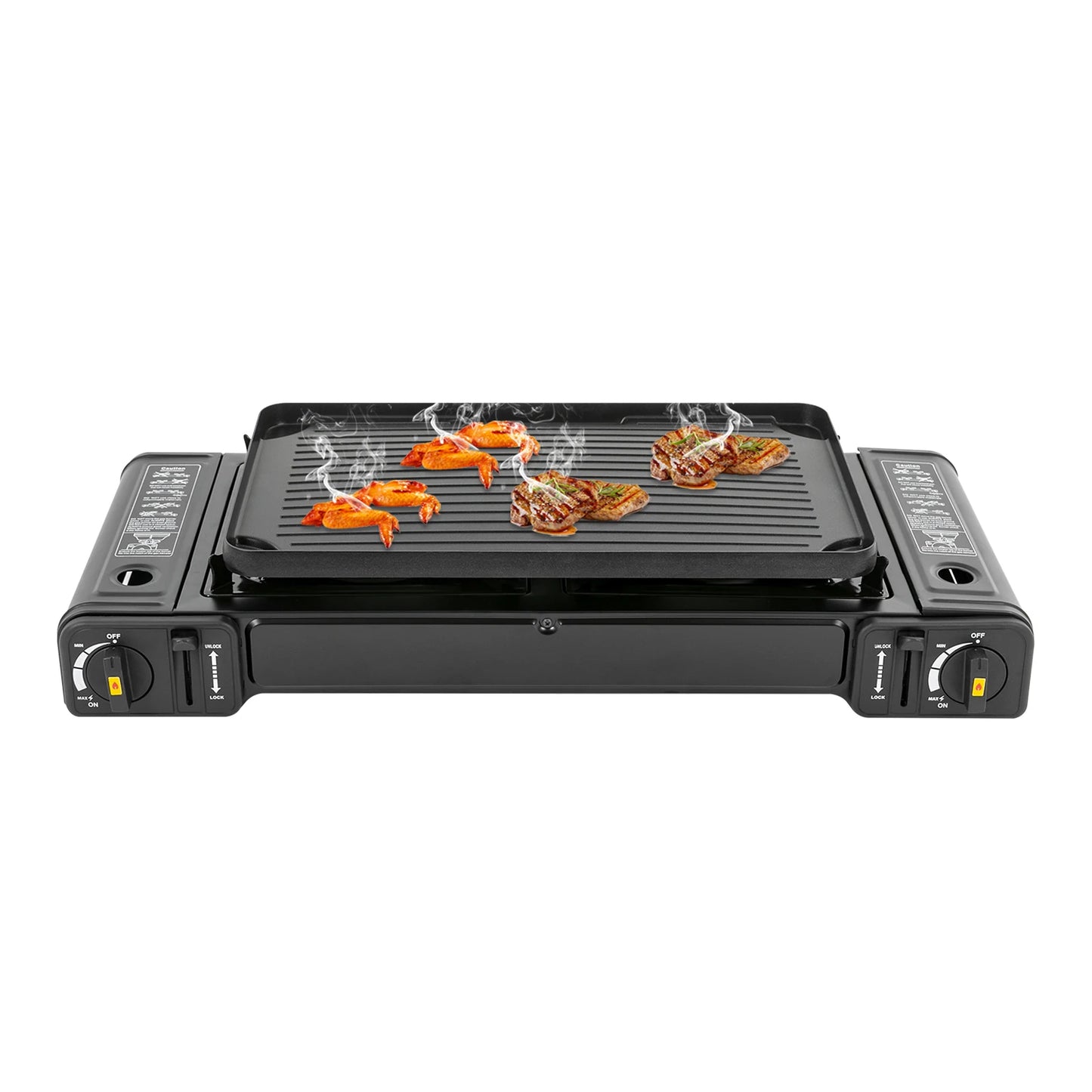 Portable Camping Stove 2500W Two Burner With Grill Tray Case