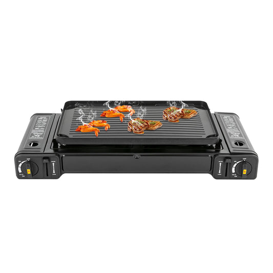 Portable Camping Stove 2500W Two Burner With Grill Tray Case
