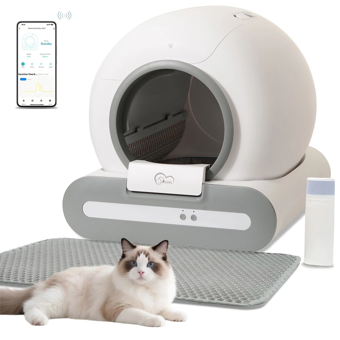 DOEL 65L Self-Cleaning Cat Litter Box With App Control