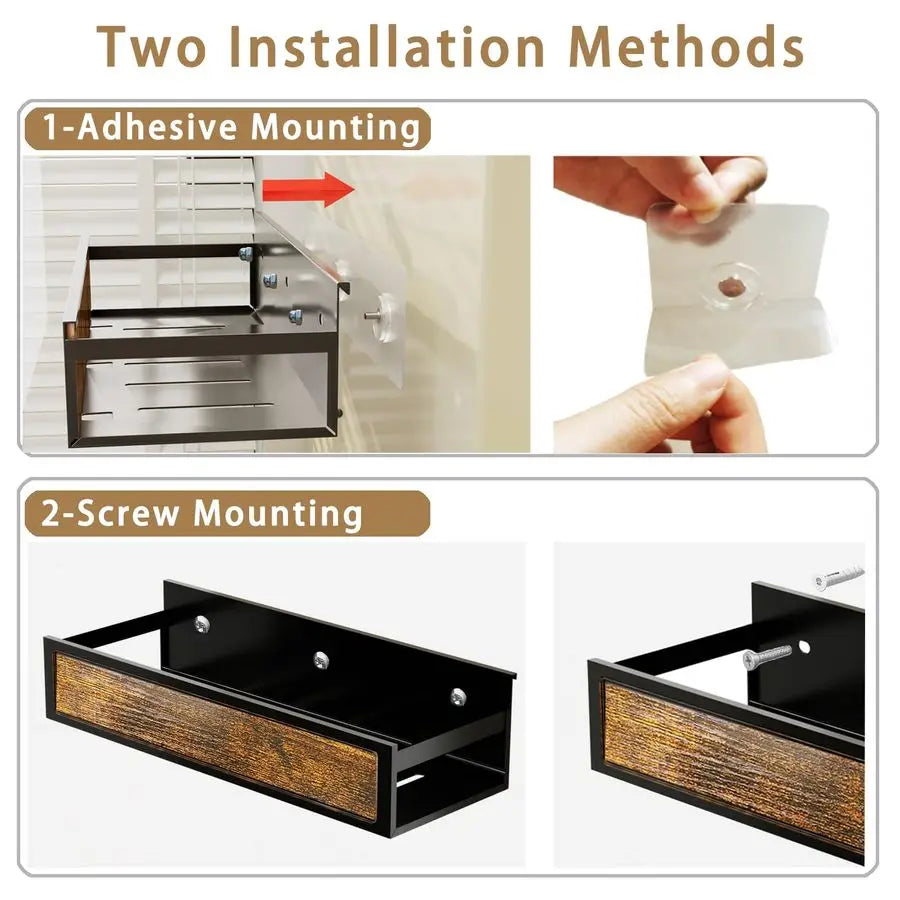 Wall Mount Spice Rack Organizer Set, 6 Pack, Screw Or Adhesive