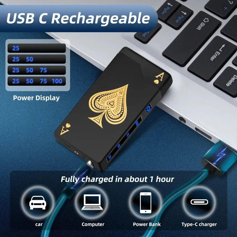 Rechargeable USB Plasma Lighter With LED Battery Indicator