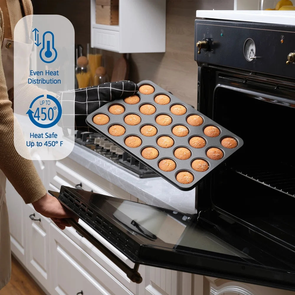 24 Cup Mini Muffin Pan Nonstick Carbon Steel Bakeware