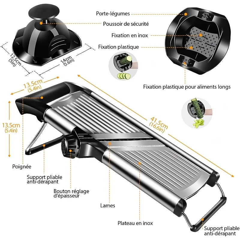 KYJG Stainless Steel Mandoline Slicer Five Blades And Safety Holder