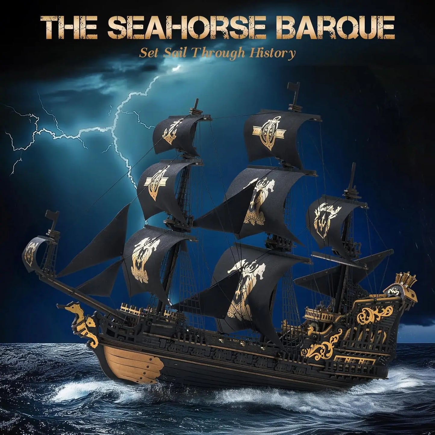 Robotime Rokr Seahouse Wooden 3D Puzzle Ship Model Kit