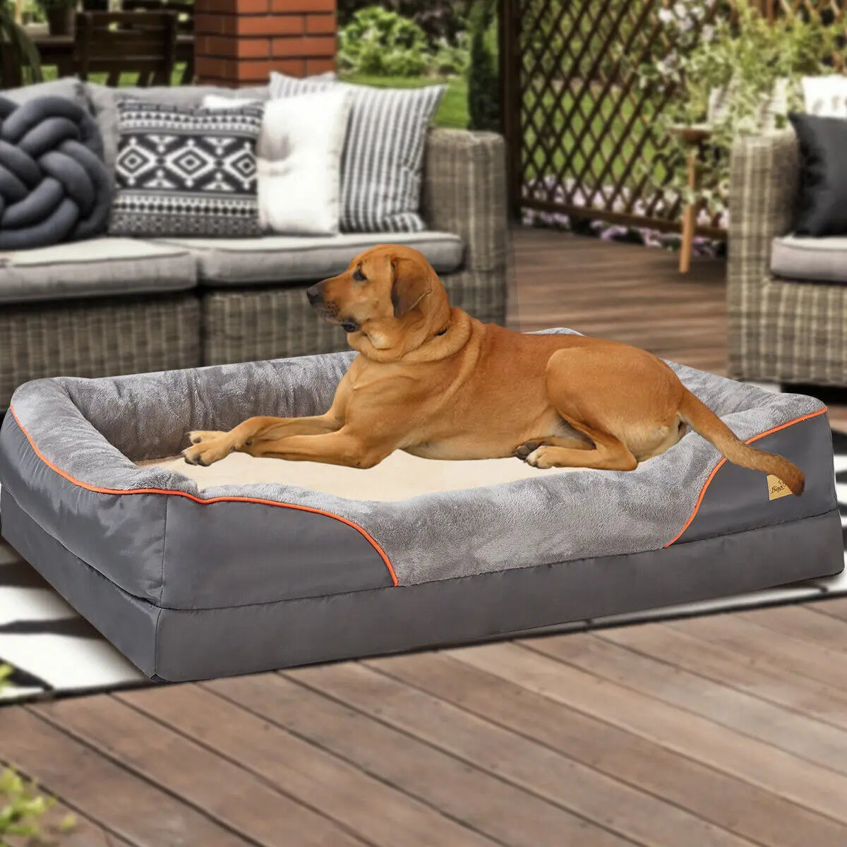 BINGOPAW Jumbo Orthopedic Memory Foam Dog Bed With Bolster Couch