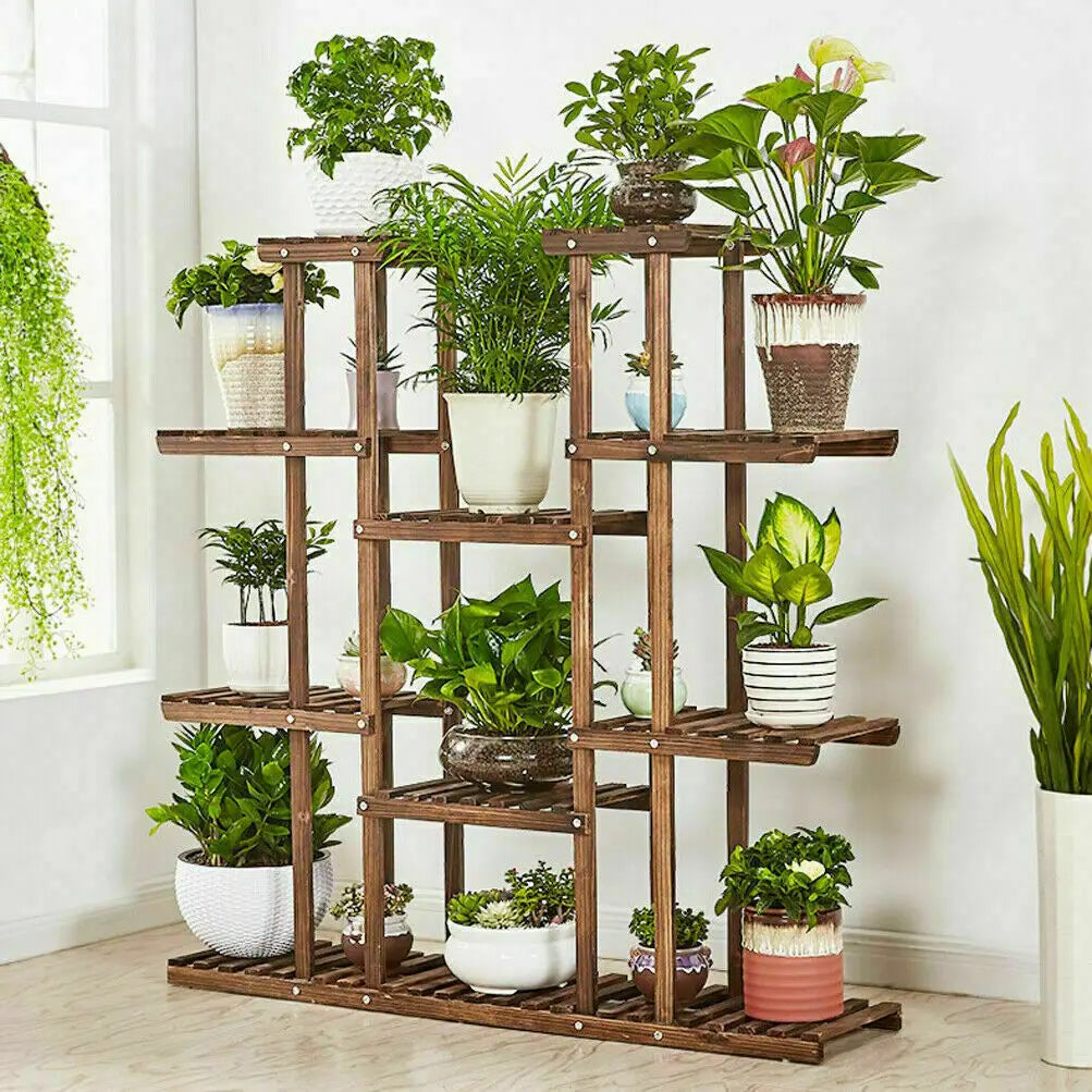 Wisfor Wooden Plant Shelf Multi Tier Indoor Outdoor Display