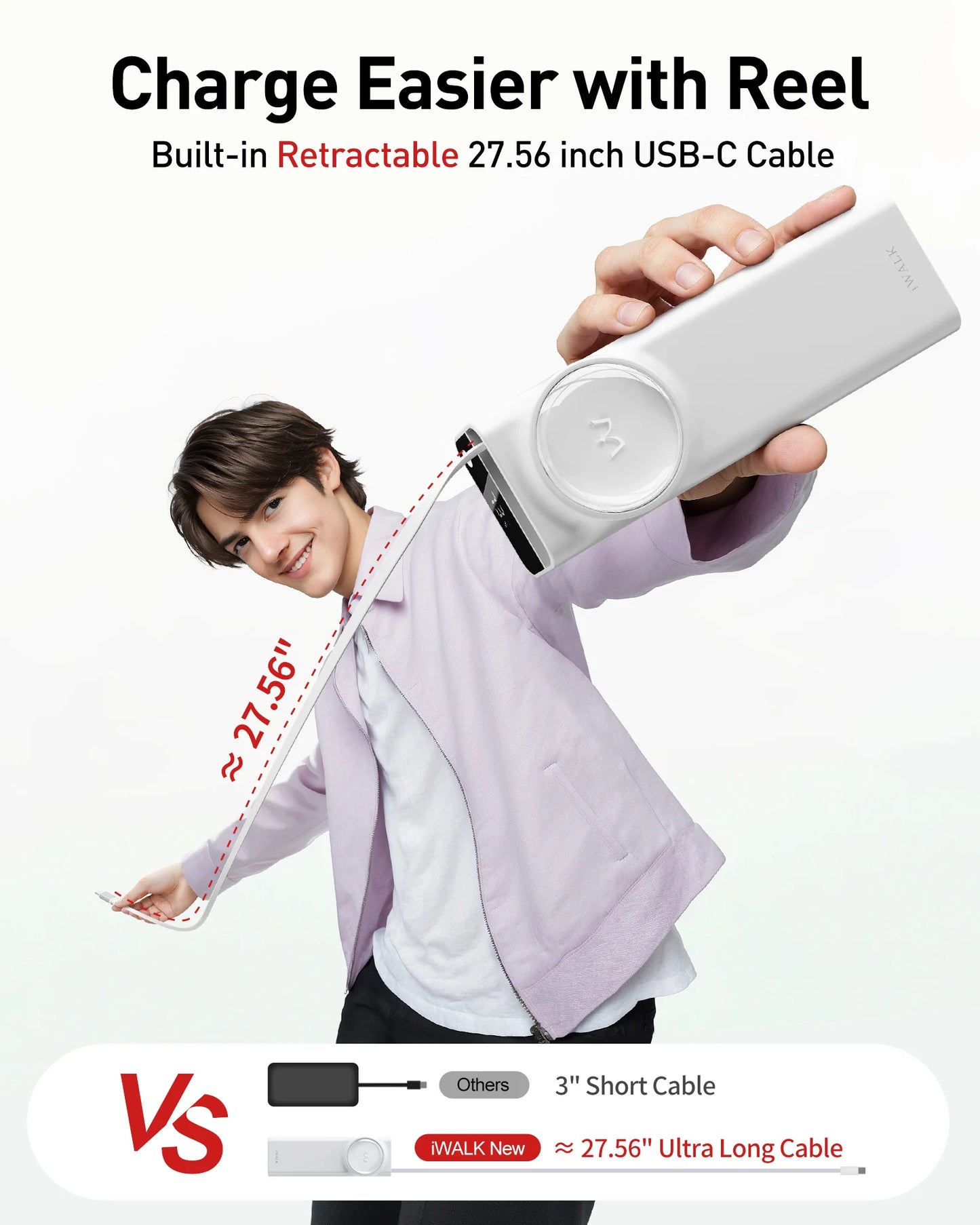 iWALK 20000mAh Power Bank 65W PD Fast Charging Cable