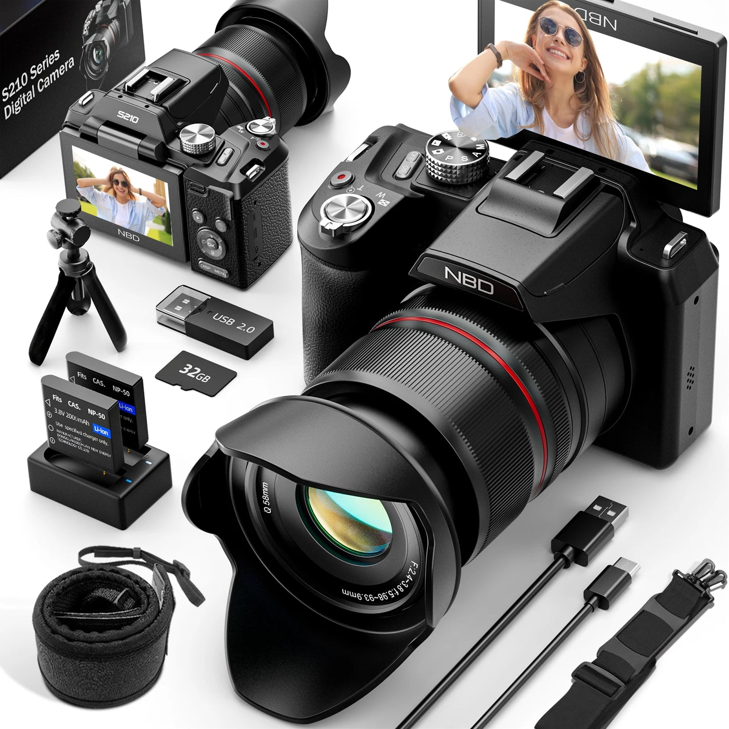 NBD 5K 64MP Digital Camera With 16X Optical Zoom WiFi