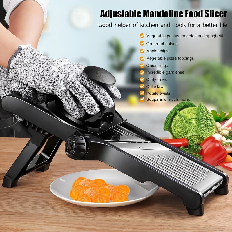 KYJG Stainless Steel Mandoline Slicer Five Blades And Safety Holder