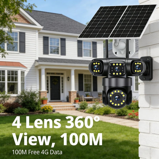 DFITO Solar Security Camera Dual Lens 4MP WiFi Night Vision