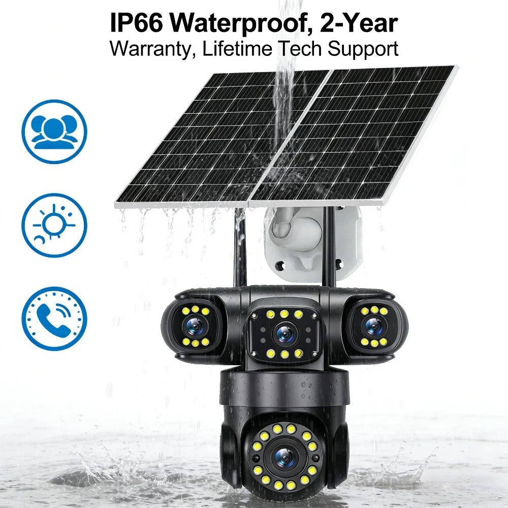 DFITO Solar Security Camera Dual Lens 4MP WiFi Night Vision