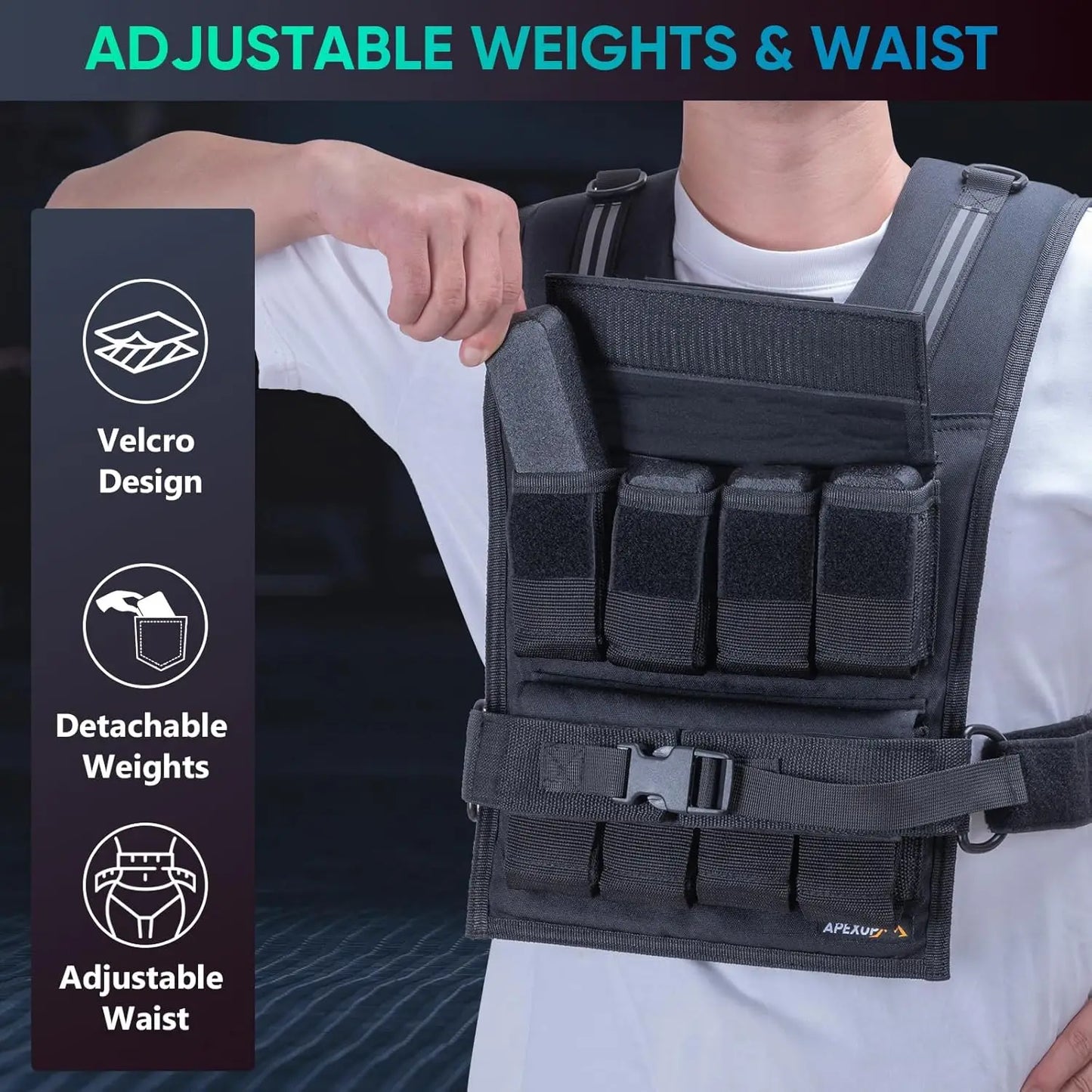 Adjustable Weighted Vest 20lb 30lb 40lb For Strength Training