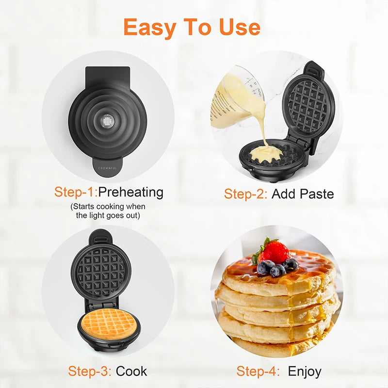 Crownful 350W Mini Waffle Maker And Sandwich Cake Maker