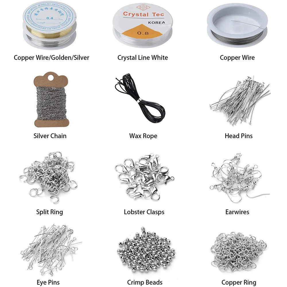 2456-Piece Deluxe Diy Bead Jewelry Making Kit With Beads And Findings