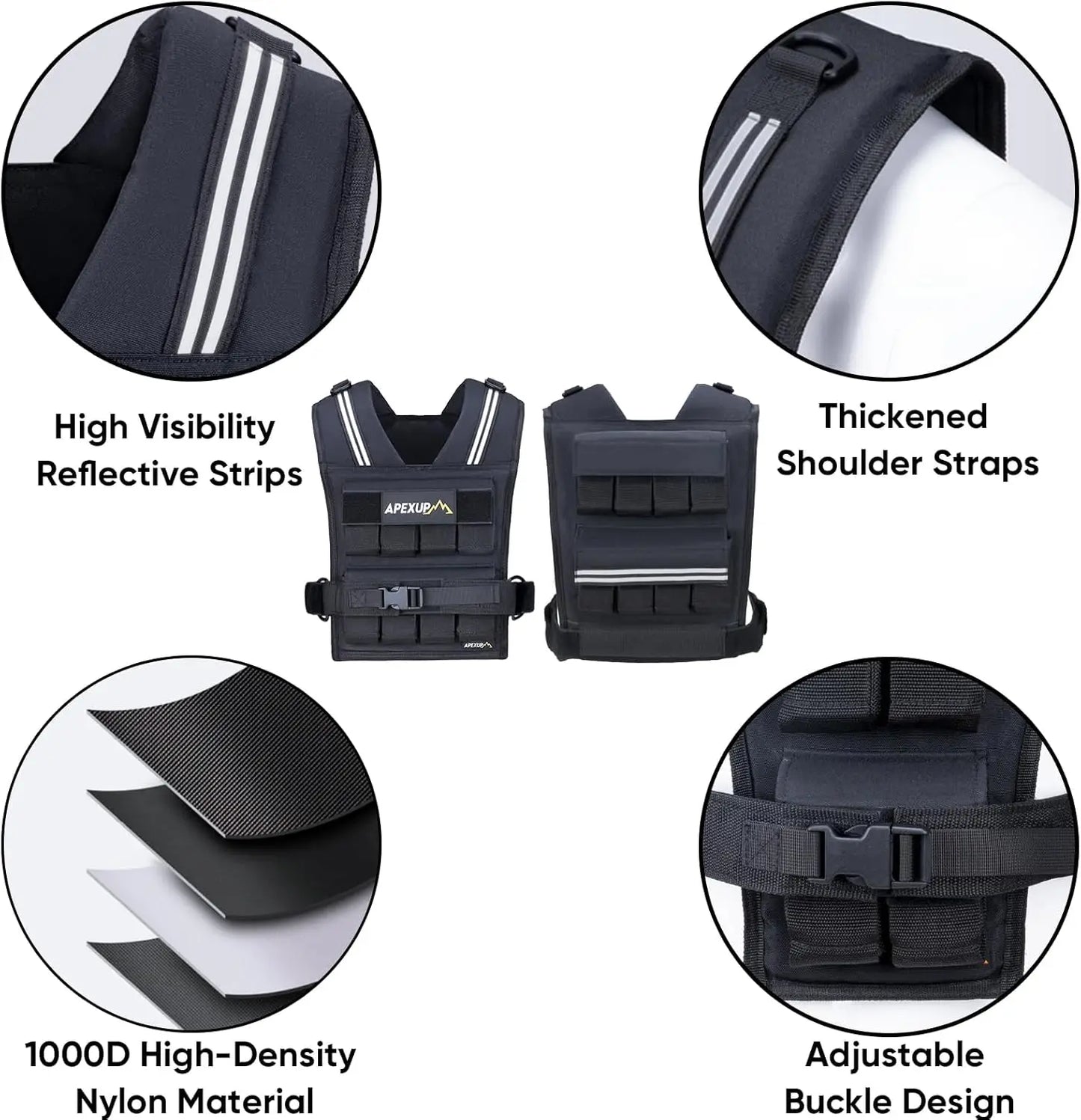 Adjustable Weighted Vest 20lb 30lb 40lb For Strength Training