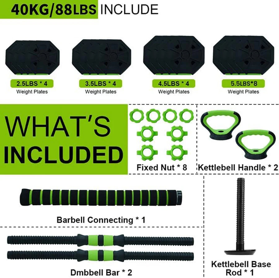 HiMISS 4-In-1 Adjustable Kettlebell Dumbbell Barbell Push-Up Stand