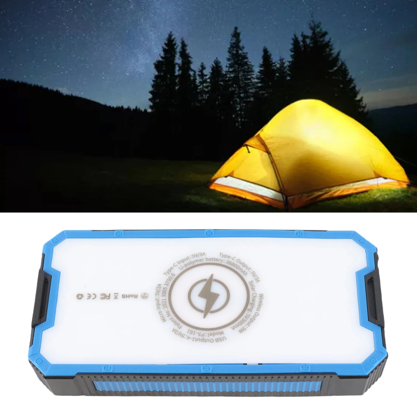 Solar Power Bank 36800mAh Portable Solar Charger With USB Output